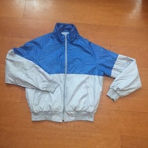 Vintage solid half blue & half grey windbreaker